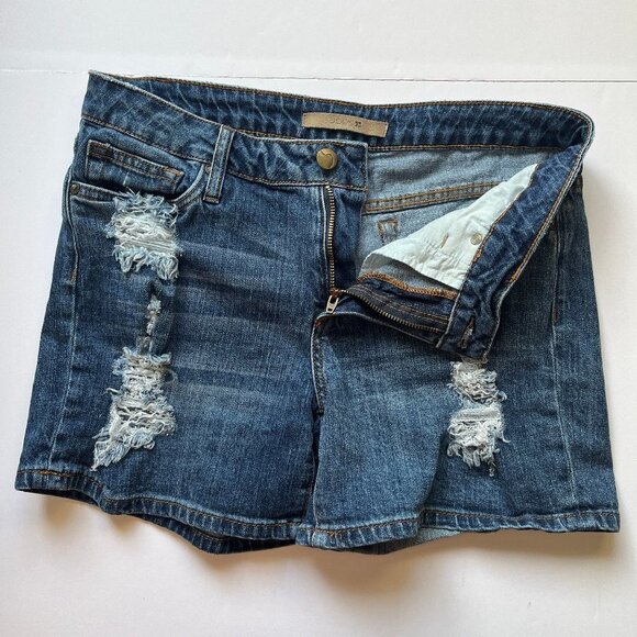 Joe's Jeans Denim Shorts Distressed Mid Rise Blue Indigo Western Rodeo Sz  29 - Picture 3 of 11